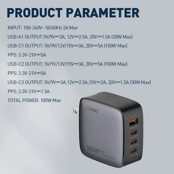 LDNIO Q408 100W Charger