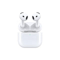 White wireless earbuds with charging case, sleek design for music and calls