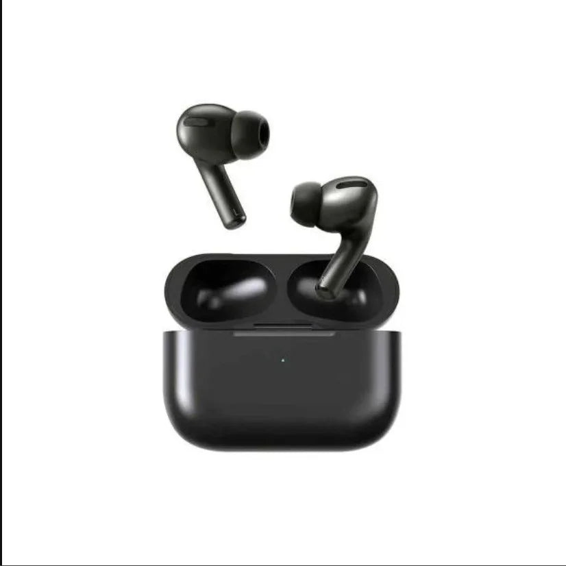 Black wireless earbuds with charging case, sleek design for music and calls