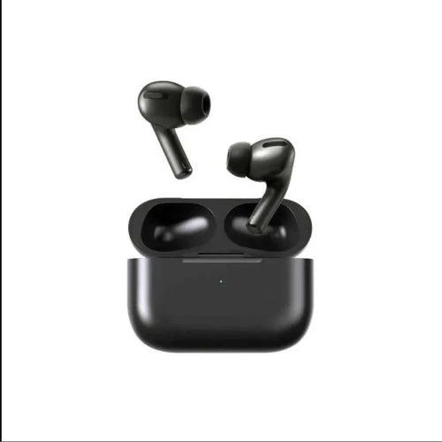 Black wireless earbuds with charging case, sleek design for music and calls