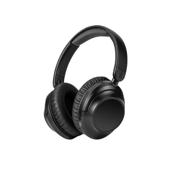 Black over-ear wireless headphones with padded ear cups and headband for comfortable listening