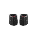 Black Kisonli portable Bluetooth speakers with red drivers, compact design for wireless audio
