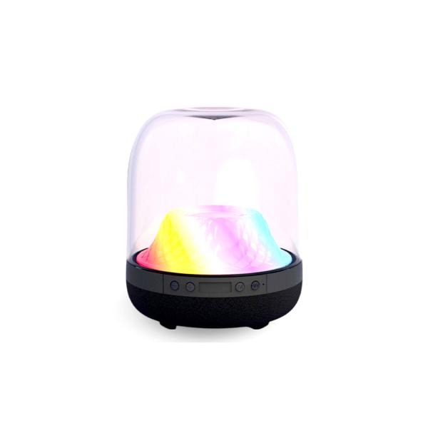 Color-changing LED mood lamp with Bluetooth speaker, rainbow glow under dome cover