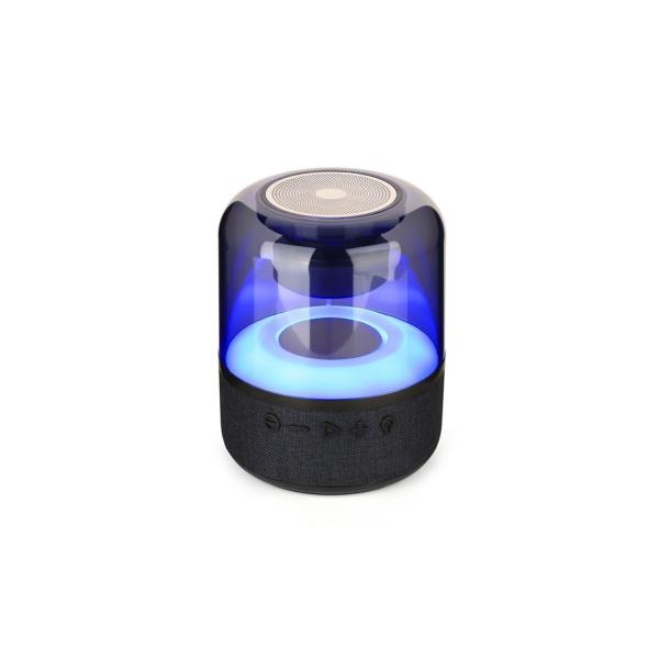 Portable Bluetooth speaker with blue LED light, wireless music player for home or travel