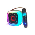 Portable Bluetooth speaker with colorful LED lights and wireless microphone for karaoke parties