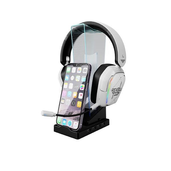 XTRIKE ME HT-09 Headset & Phone Stand w/ 4 USB Ports + LED Light