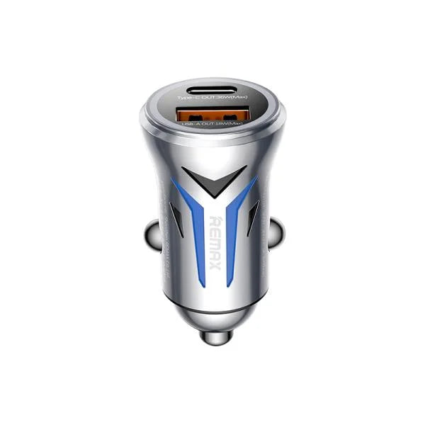 Remax Cc06 36w Dual-port Zinc Alloy Fast Car Charger With Led Light